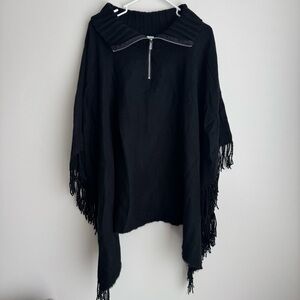 APT. 9 Women’s Black Turtle Neck Black Poncho One Size Black